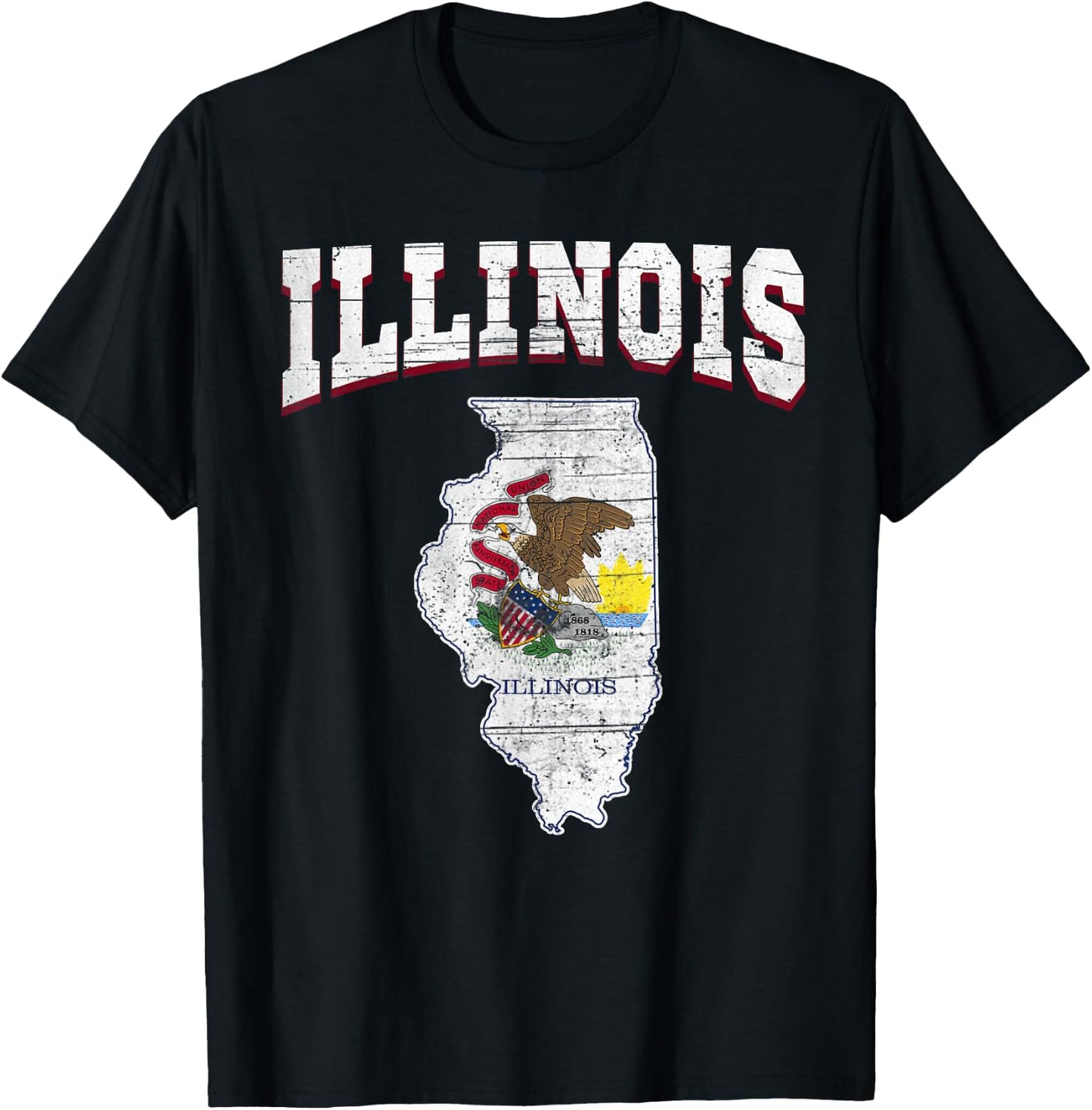 US Citizen Proud America State Flag Land Map Illinois T-Shirt - T-Shirt | Black