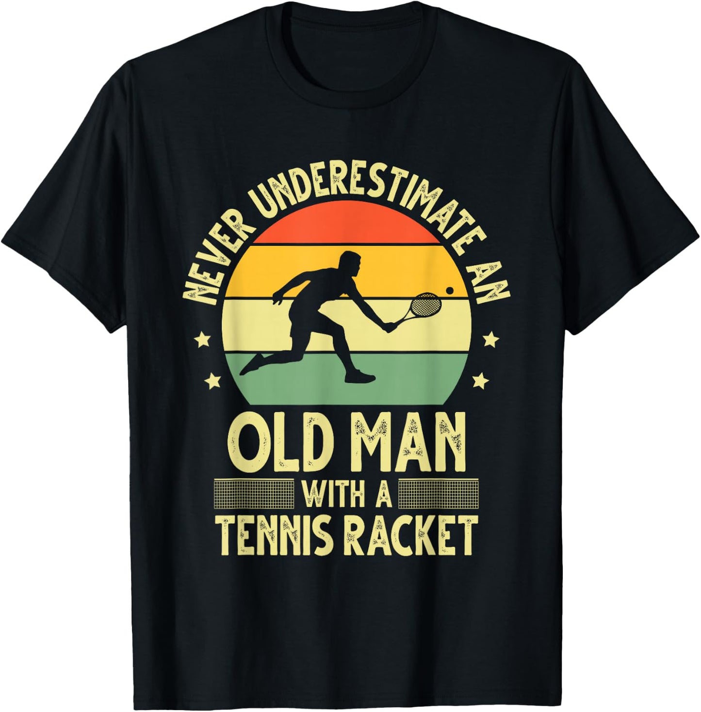 Funny Tennis Art For Grandpa Men Tennis Player Racket Sport T-Shirt - T-Shirt | Black