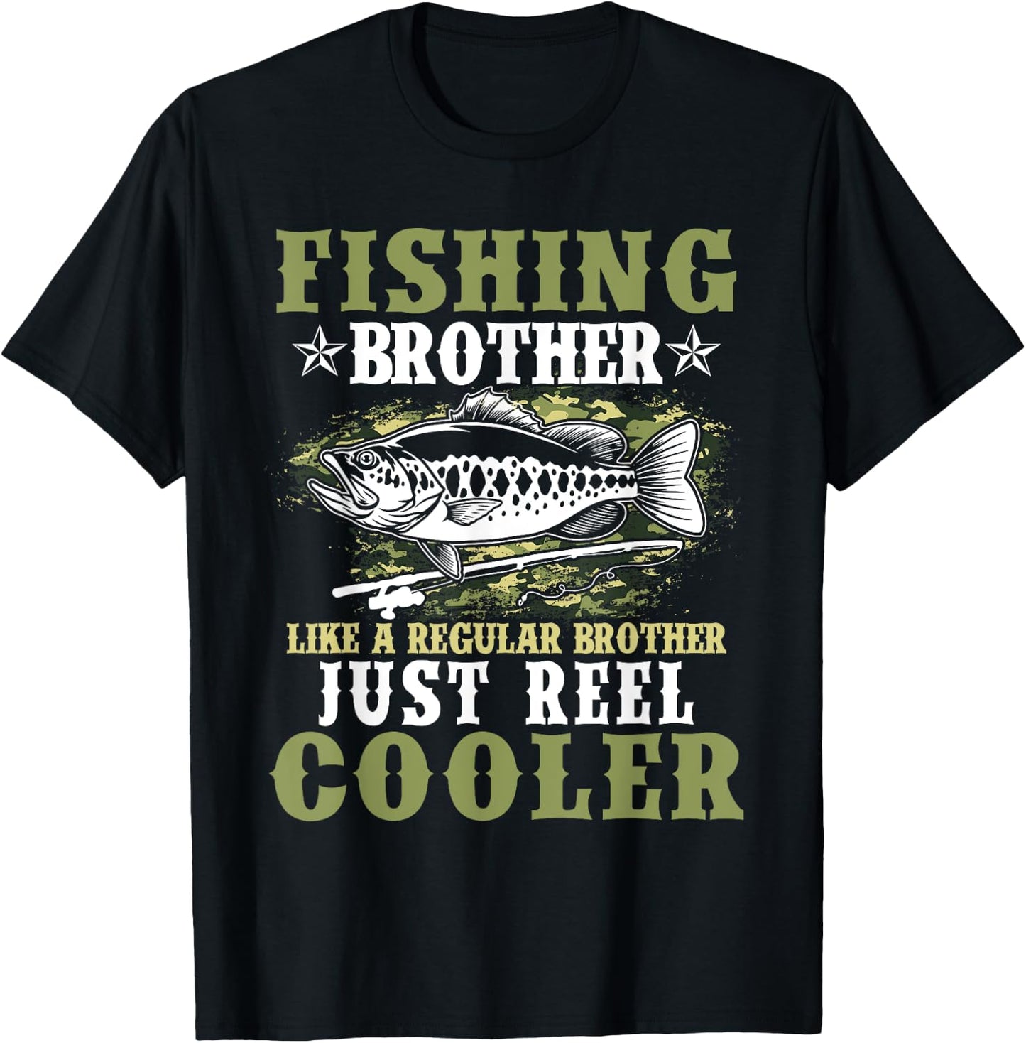 Fishing Shirt Boys Fisherman Funny Bass Fishing Brother T-Shirt - T-Shirt | Black