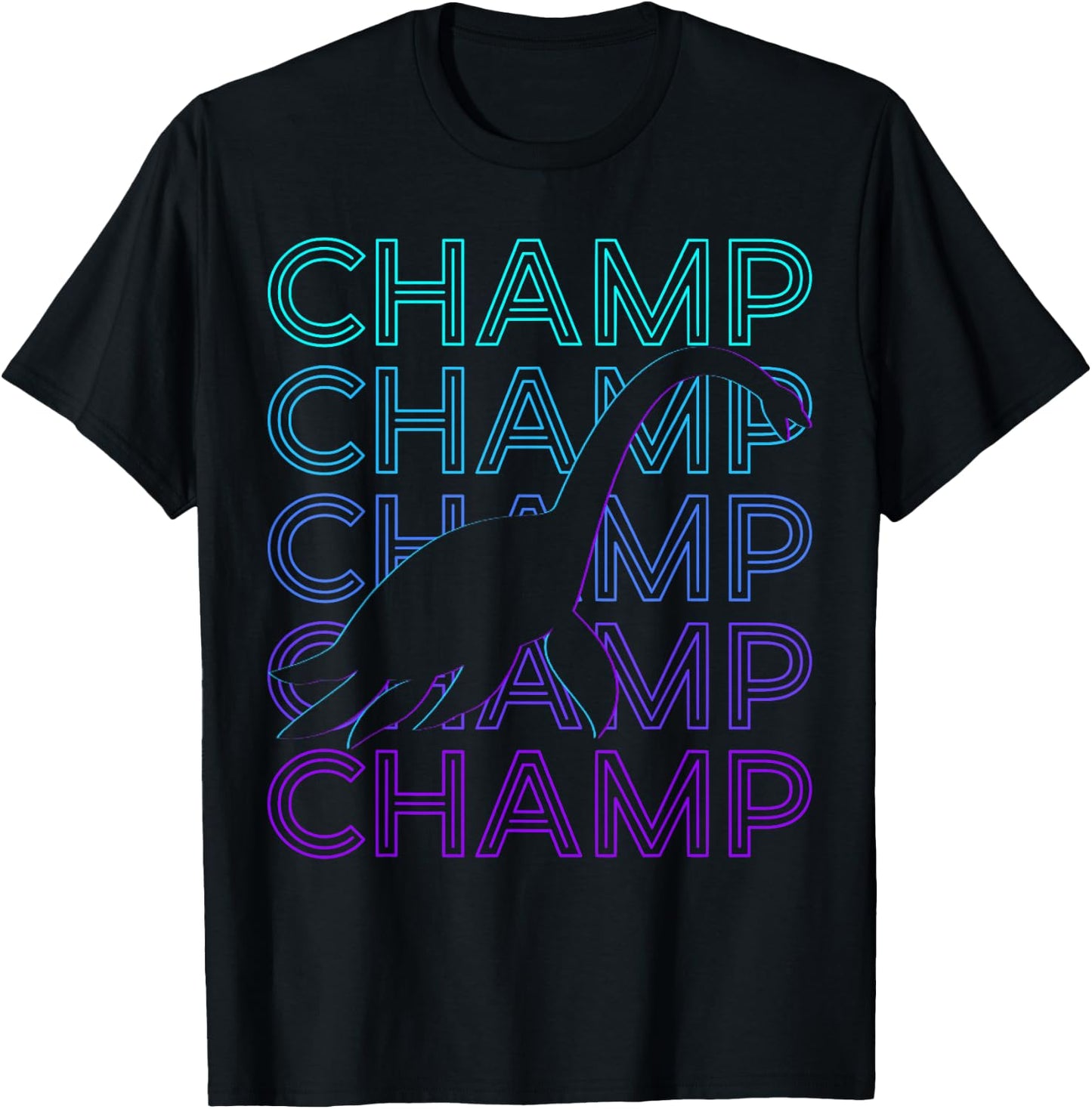 Champ Champy Lake Monster Retro T-Shirt - T-Shirt | Black