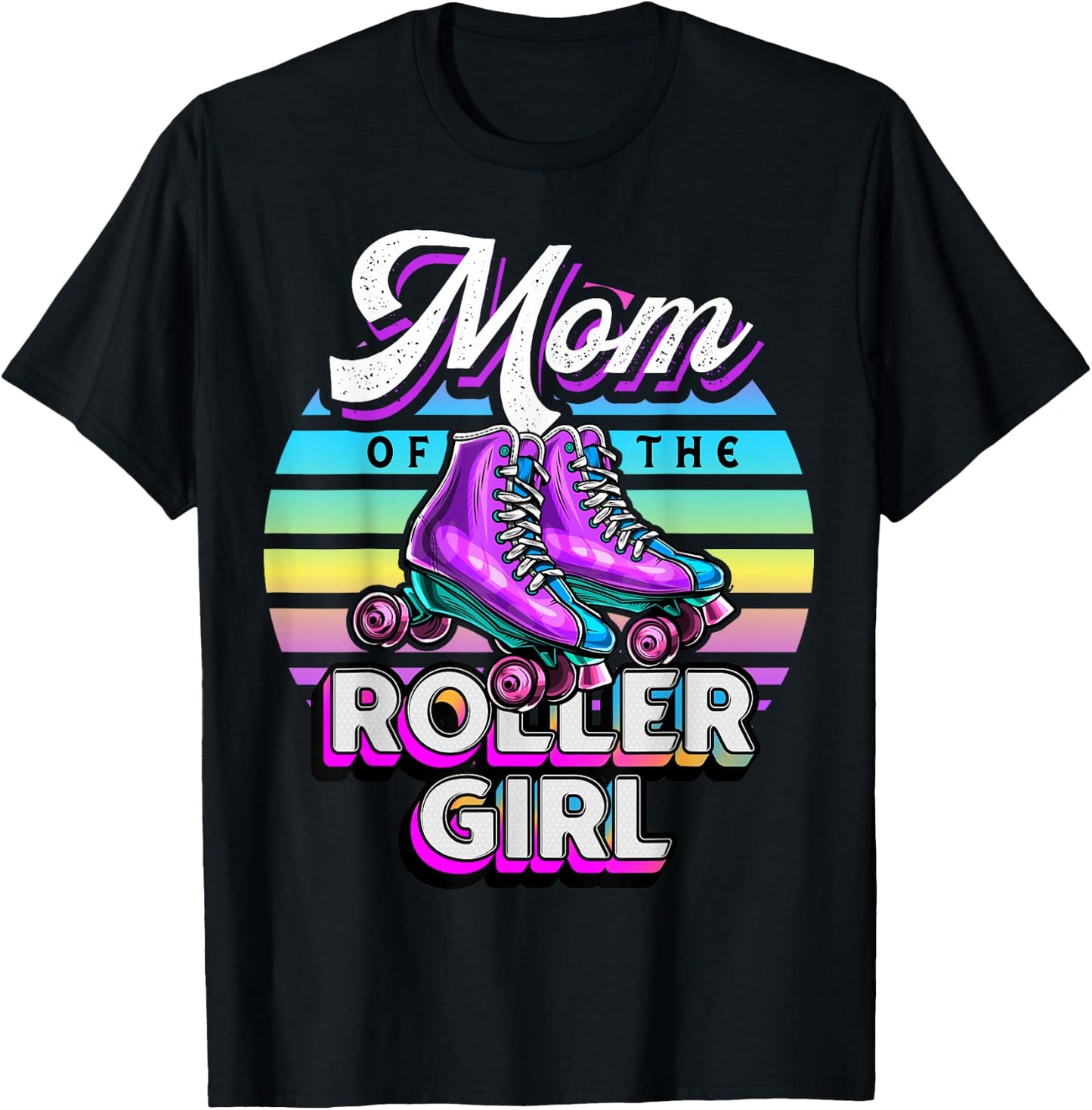 Mom of Roller Girl Roller Skating Birthday Matching Family T-Shirt - T-Shirt | Black