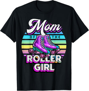 Mom of Roller Girl Roller Skating Birthday Matching Family T-Shirt - T-Shirt | Black