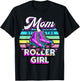 Mom of Roller Girl Roller Skating Birthday Matching Family T-Shirt - T-Shirt | Black
