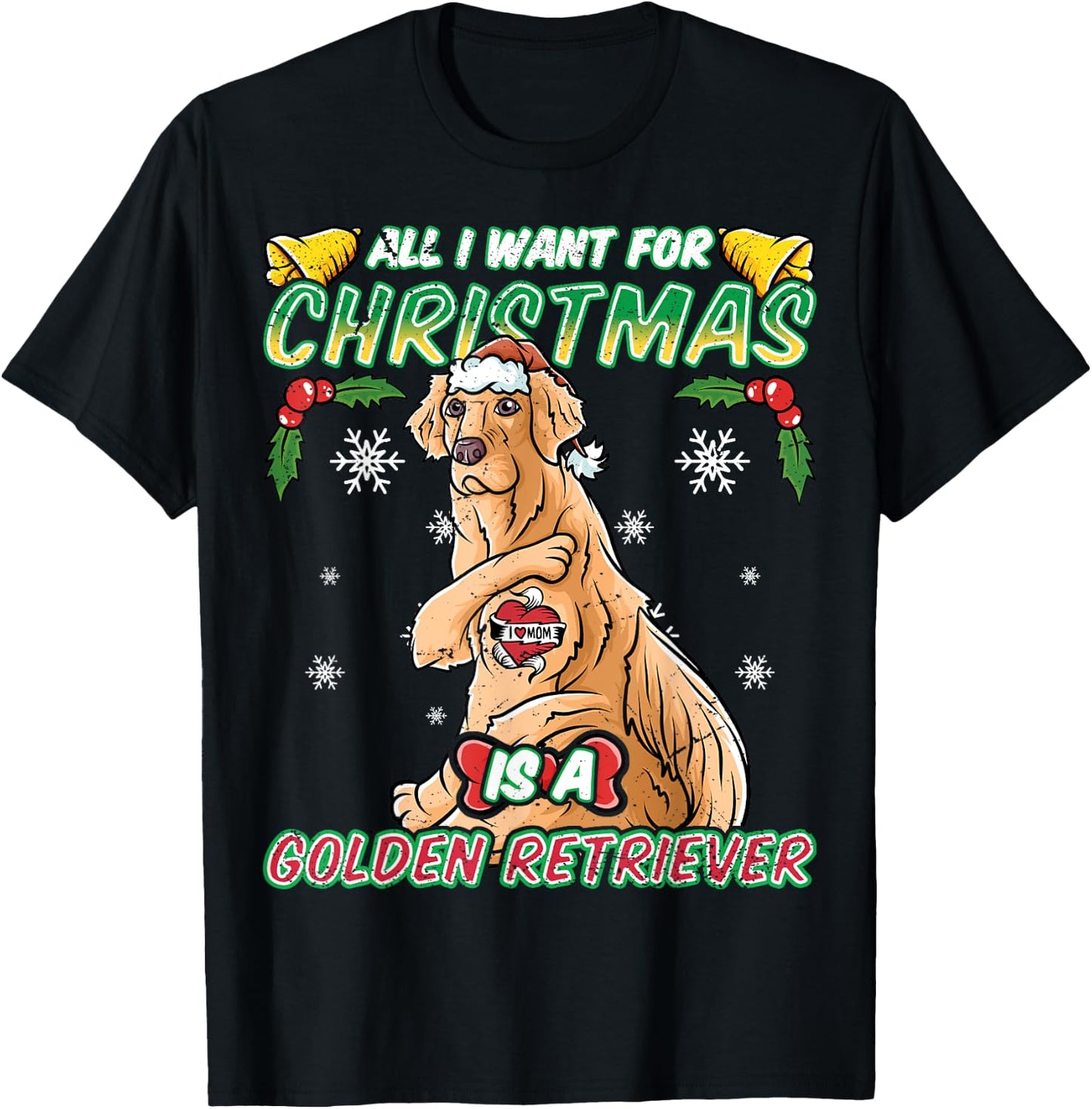 All I Want For Christmas Is A Golden Retriever Santa Claus T-Shirt - T-Shirt | Black