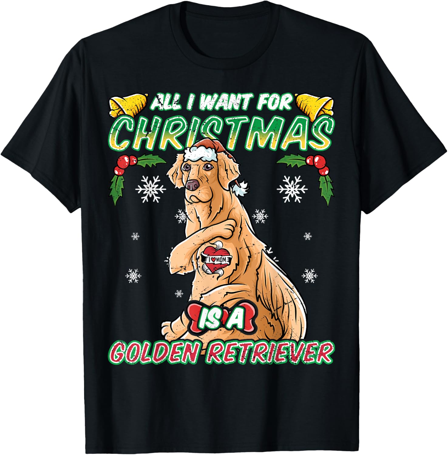 All I Want For Christmas Is A Golden Retriever Santa Claus T-Shirt - T-Shirt | Black
