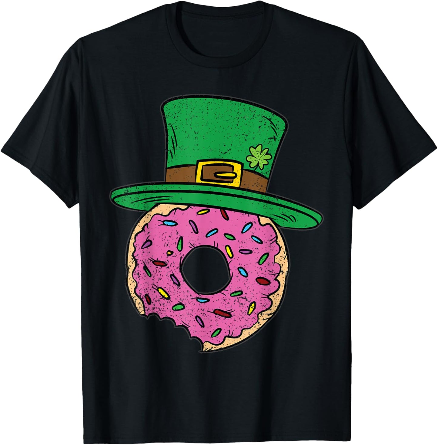 Irish Donut St Patricks Day Doughnut Leprechaun Hat Shamrock T-Shirt - T-Shirt | Black