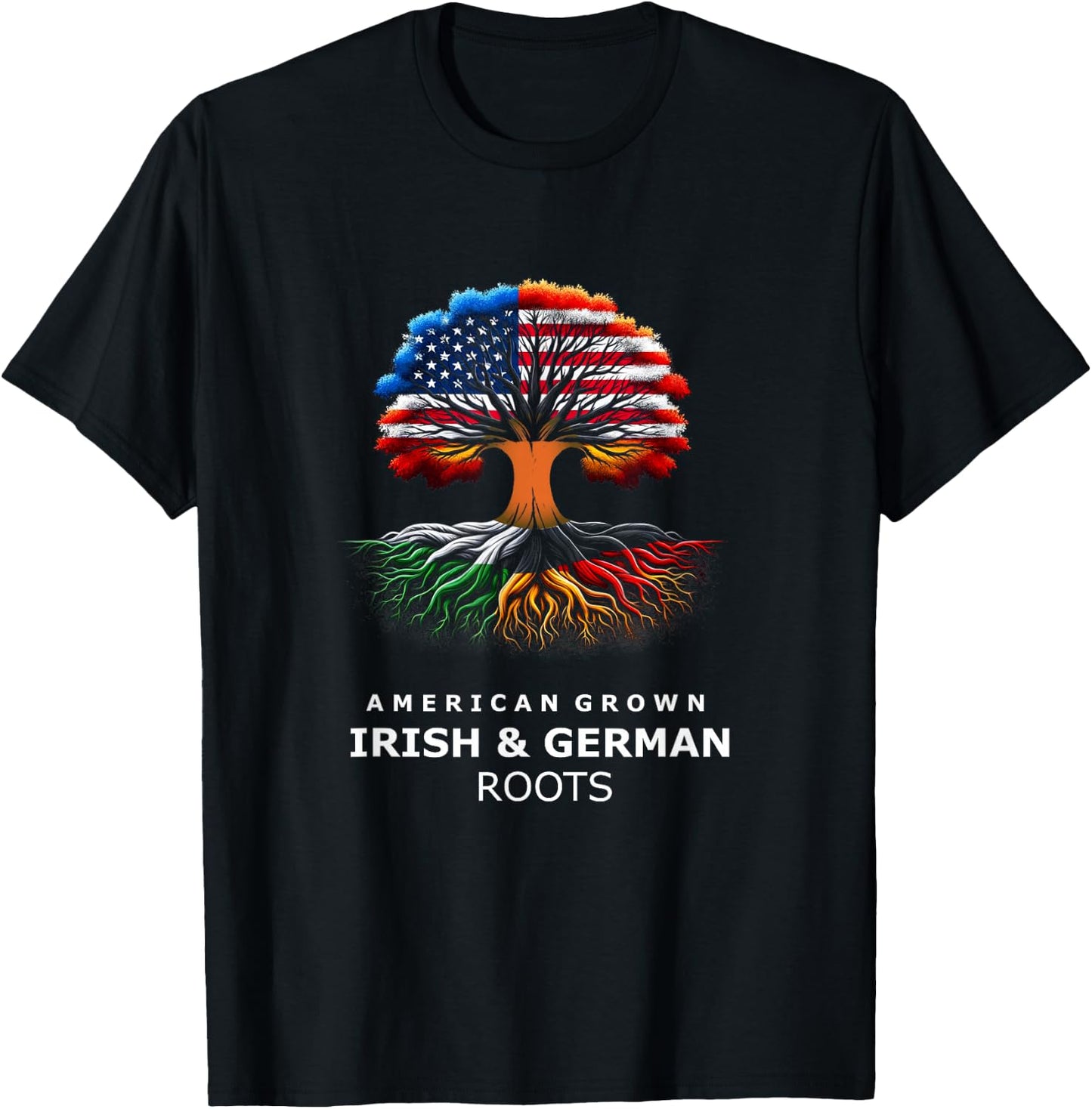 American Raised with Irish and German Roots T-Shirt - T-Shirt | Black