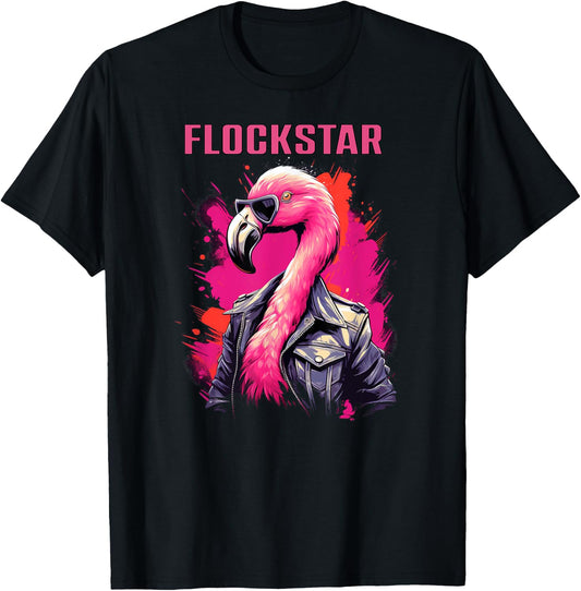 Cool Rockstar Flamingo T-Shirt - T-Shirt | Black
