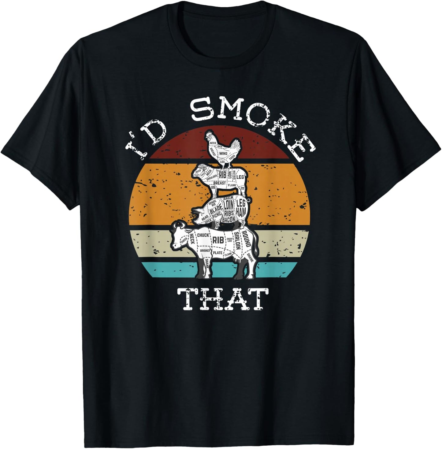 Funny BBQ Party Smoker I'd Smoke That for Dad Chef men Cook T-Shirt - T-Shirt | Black