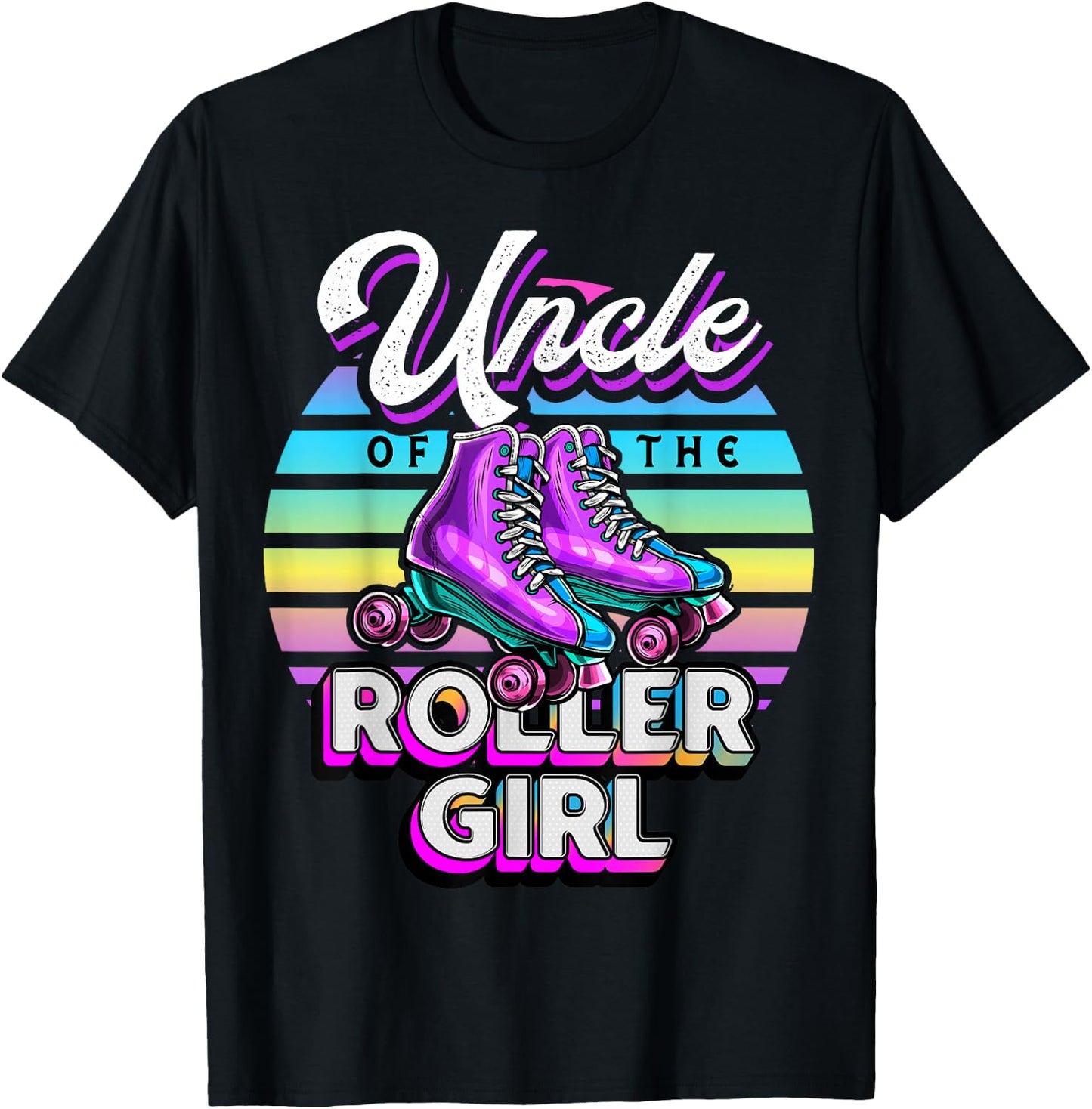 Uncle of Roller Girl Roller Skating Birthday Matching Family T-Shirt - T-Shirt | Black