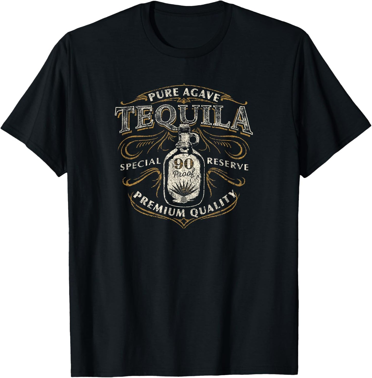 Trendy Classic Centered Pure Agave Tequila T-Shirt - T-Shirt | Black