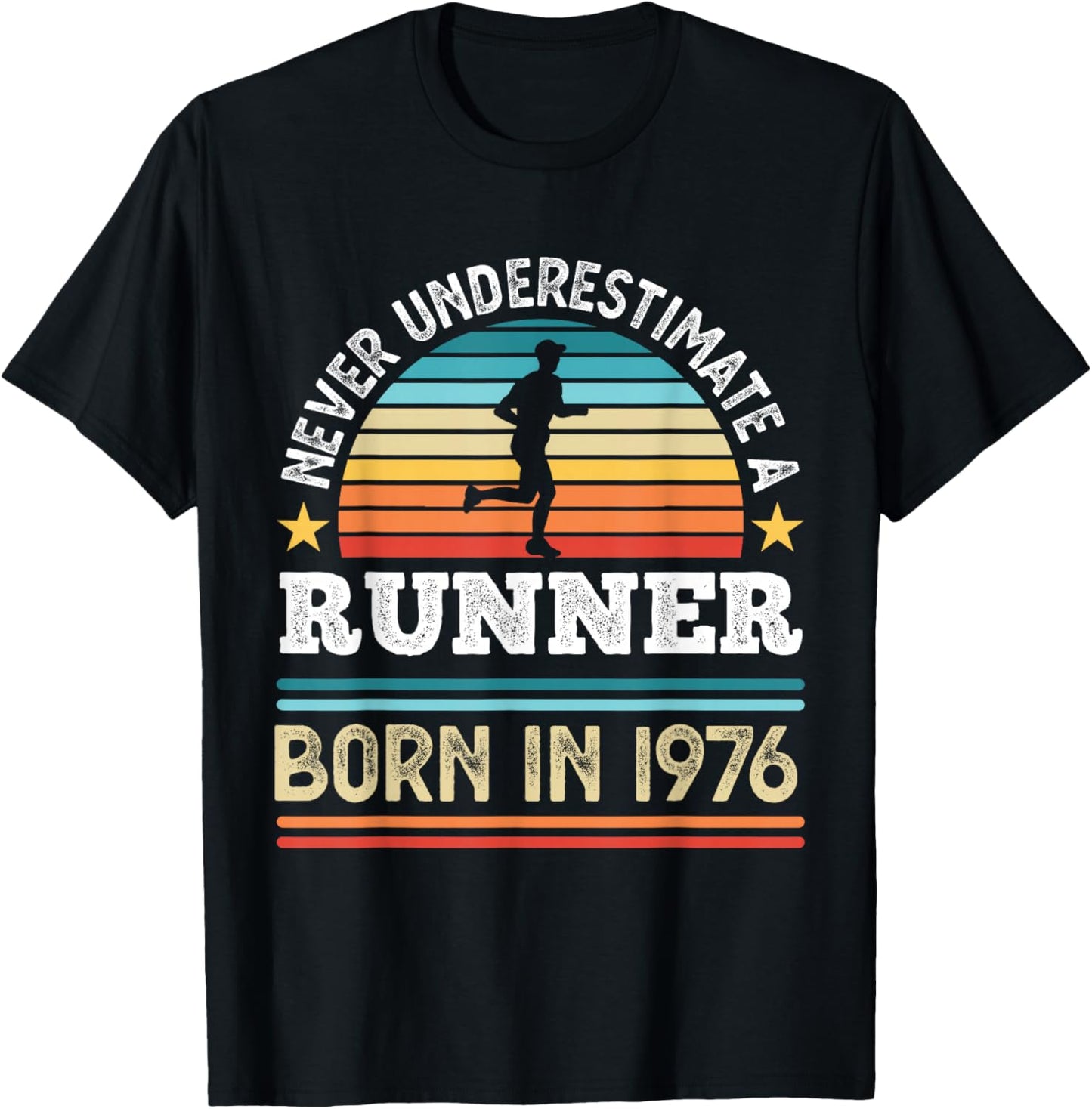 Runner born in 1976 50th Birthday Running Gifts Dad T-Shirt - T-Shirt | Black