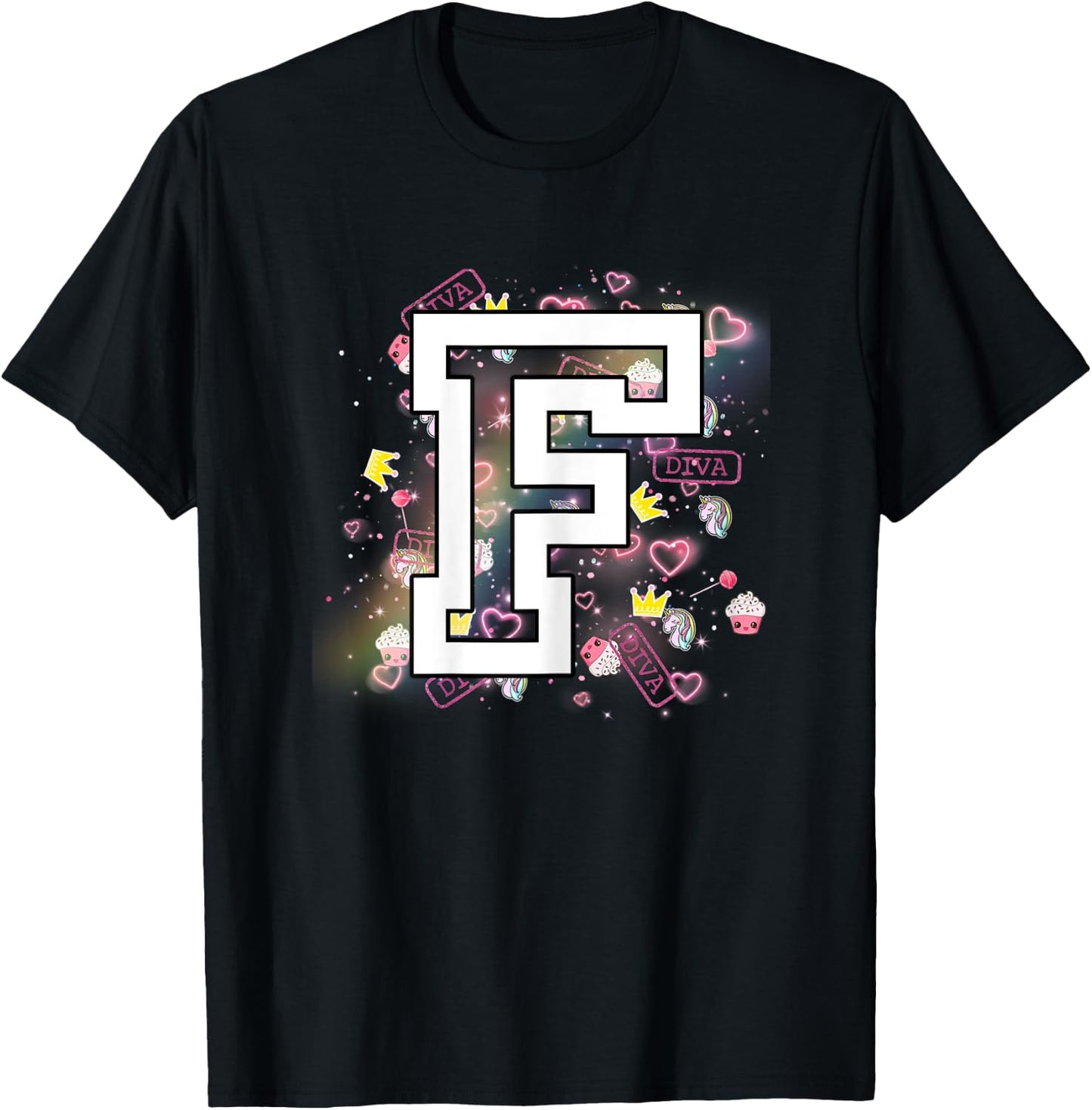 Kids Letter F Clothing For a Girl Who's Name Starts With F T-Shirt - T-Shirt | Black