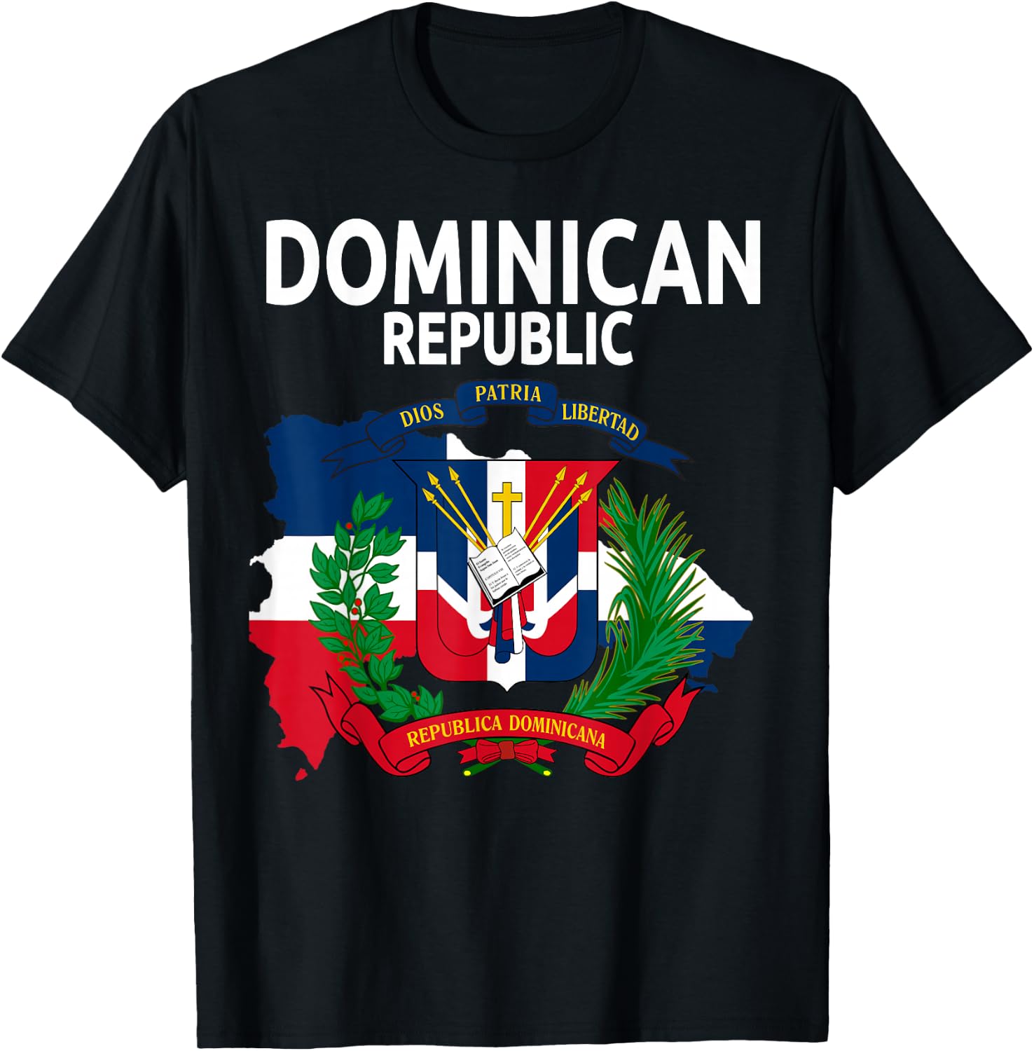 Coat of Arms Republica Dominicana & Dominican Flag Outfit T-Shirt - T-Shirt | Black