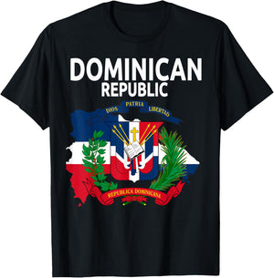 Coat of Arms Republica Dominicana & Dominican Flag Outfit T-Shirt - T-Shirt | Black