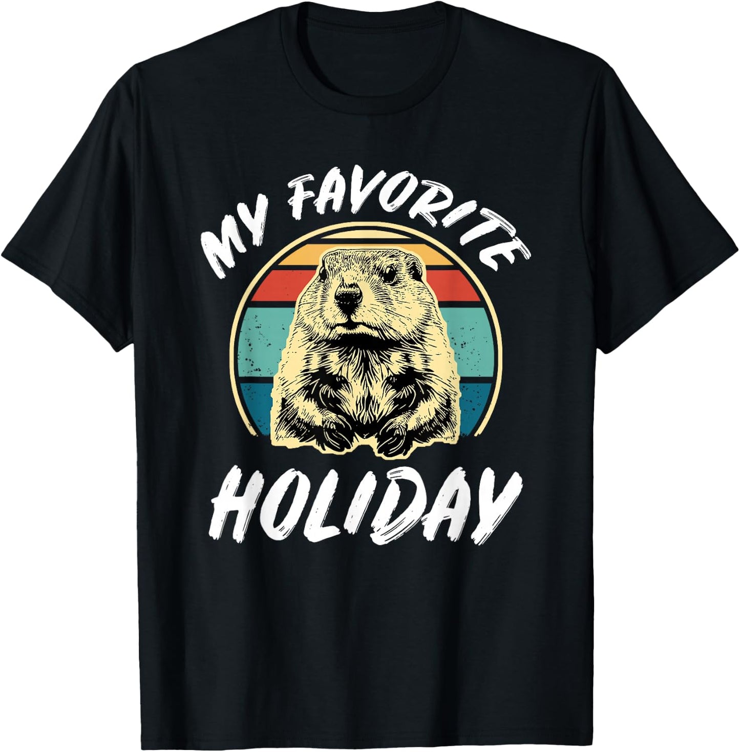 Vintage Retro Cute Groundhog Holiday | & T-Shirt - T-Shirt | Black