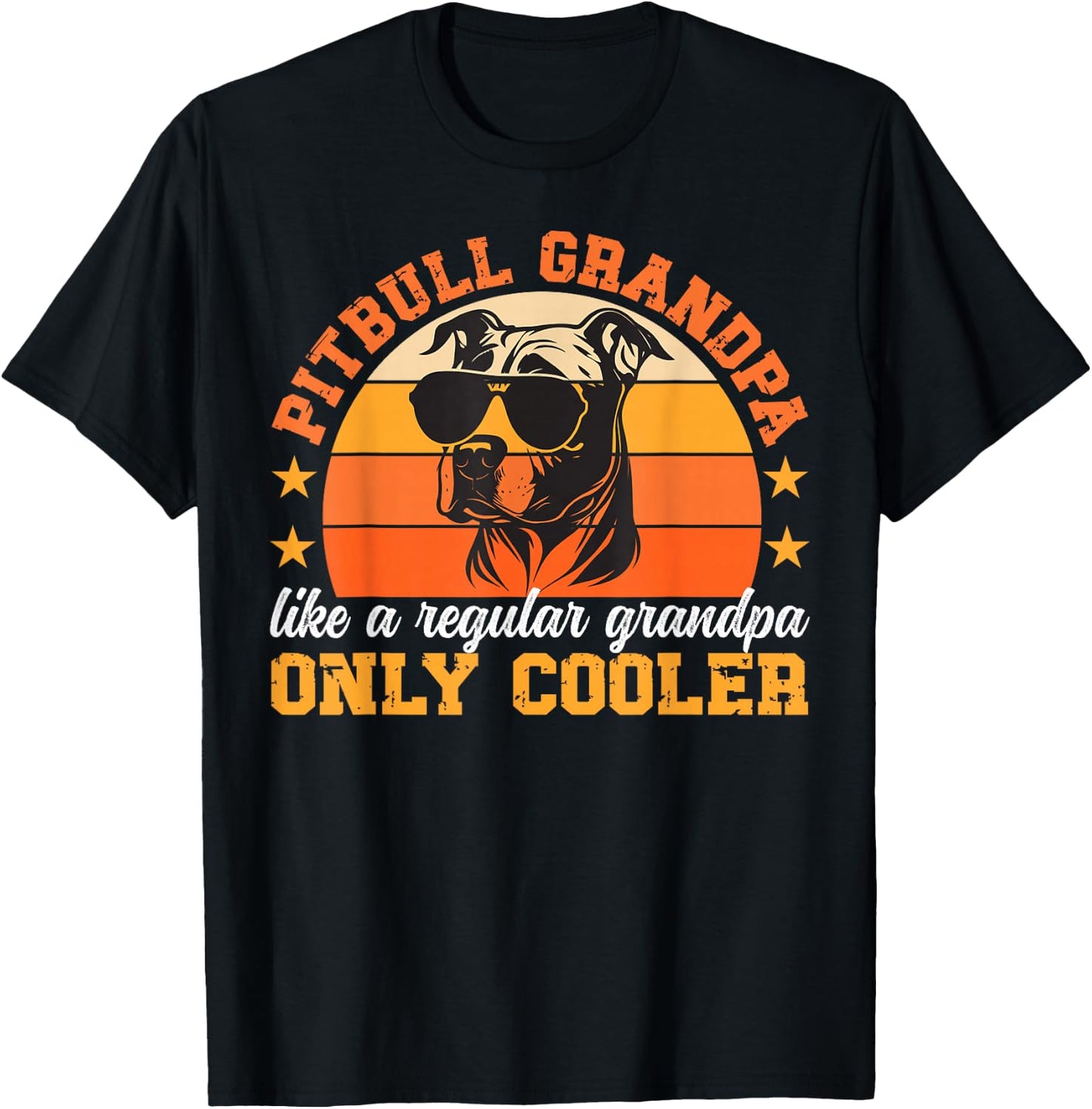 Cool Pitbull Grandpa Pitbull Grandfather Pittie Grandpa T-Shirt - T-Shirt | Black