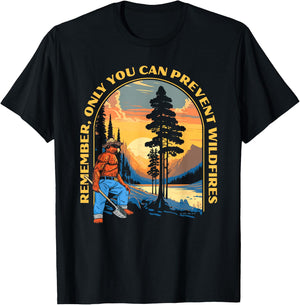 Remember, Only You Smokey Bear Beautiful Vintage Mountains T-Shirt - T-Shirt | Black