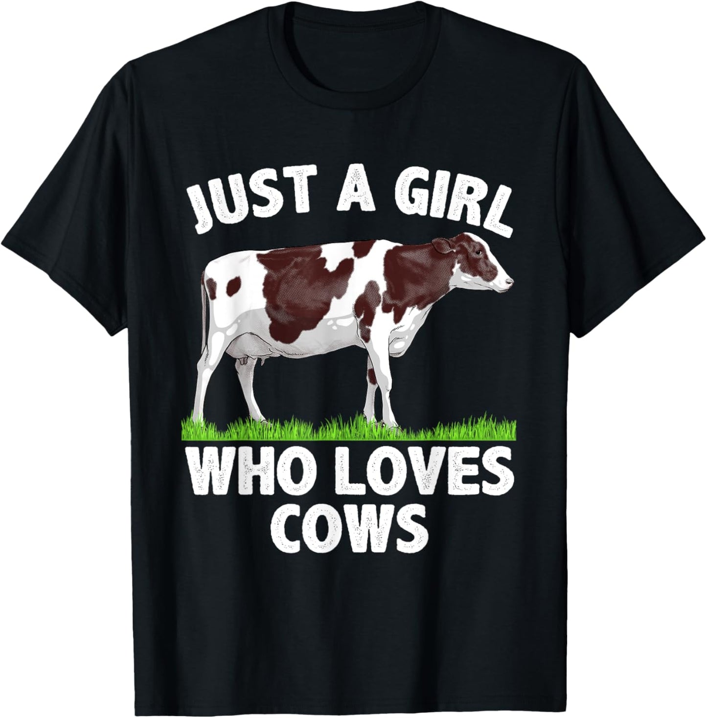Cool Cow Design Girls Cow Lover Farmer Farm Animal T-Shirt - T-Shirt | Black