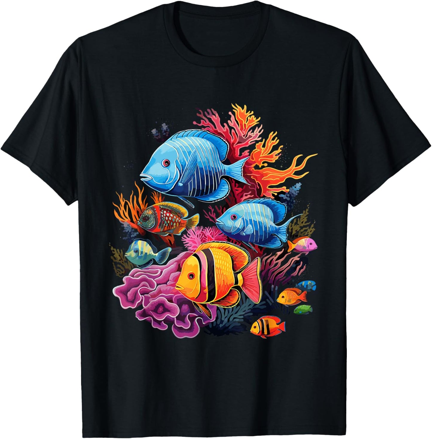 colorful tropical Fish on a coral reef Marine Life T-Shirt - T-Shirt | Black