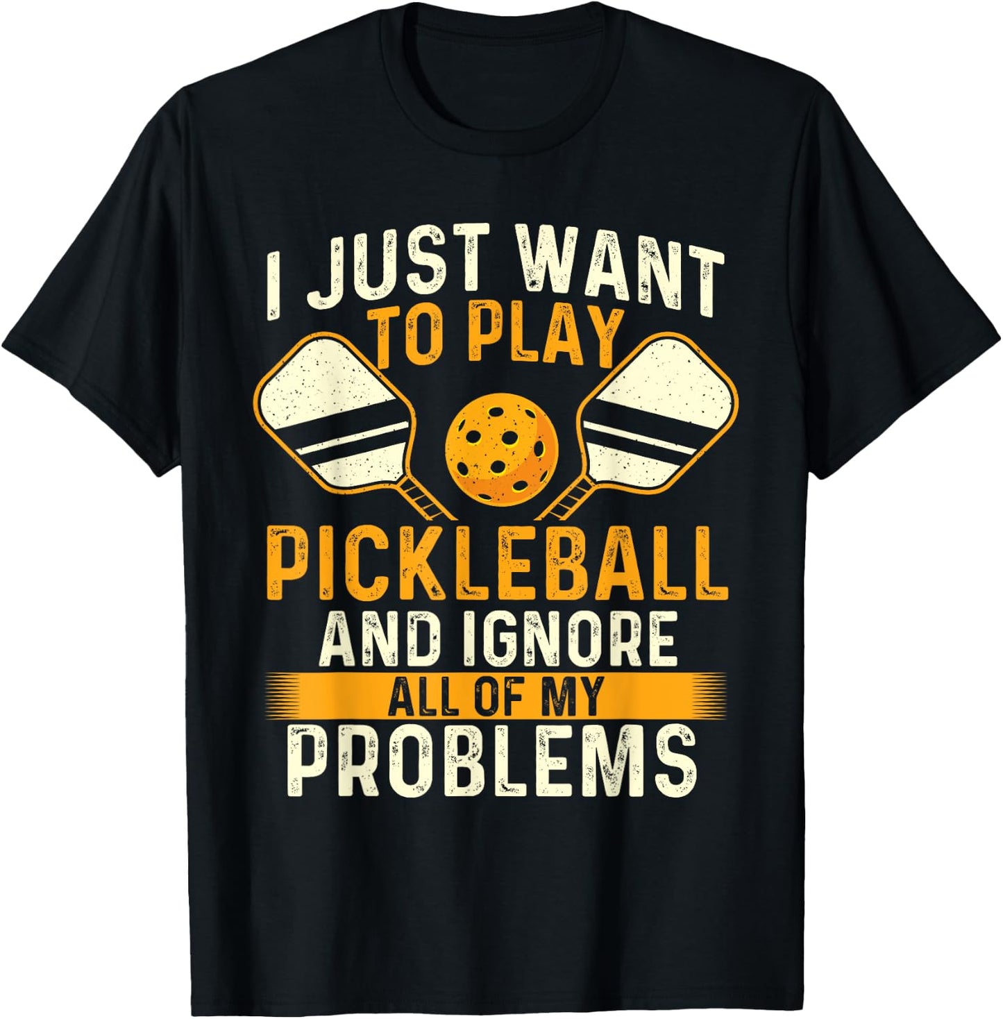 I Just Want To Play Pickleball - Pickleballers Sports Lover T-Shirt - T-Shirt | Black