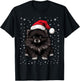 Black Pomeranian Dog Christmas Santa Hat Xmas Pajama T-Shirt - T-Shirt | Black