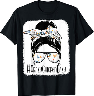 Crazy Chicken Lady Shirt Women Mama Hen Mothers Day Farm Mom T-Shirt - T-Shirt | Black