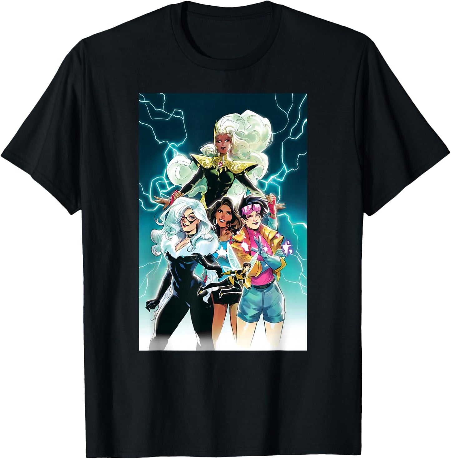 Marvel Women Storm Jubilee Wasp America Chavez & Black Cat T-Shirt - T-Shirt | Black