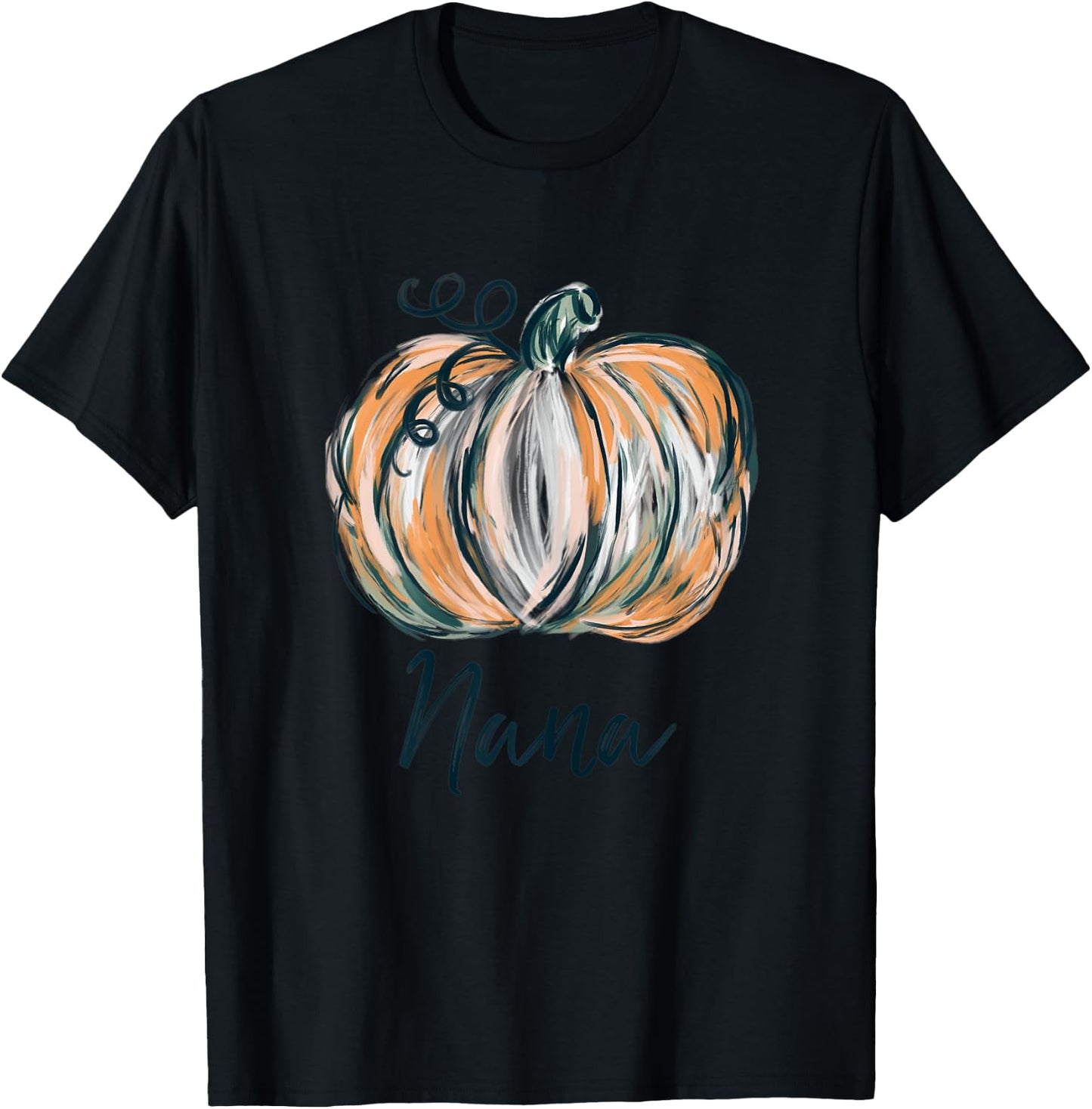 Nana Watercolor Pumpkin Fall Thanksgiving Halloween 2022 T-Shirt - T-Shirt | Black