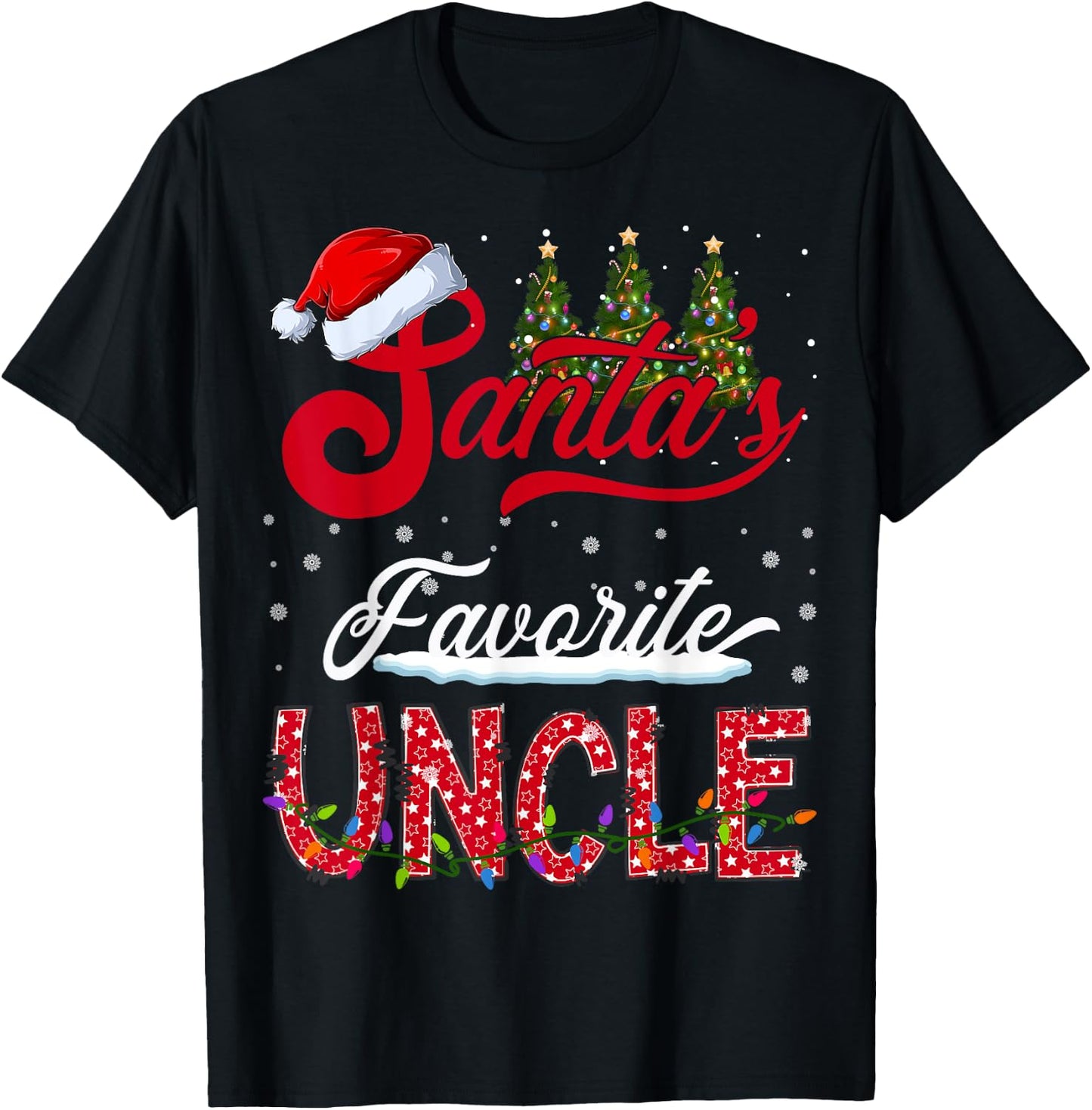 Santa's Favorite Uncle Family Matching Group Christmas T-Shirt - T-Shirt | Black