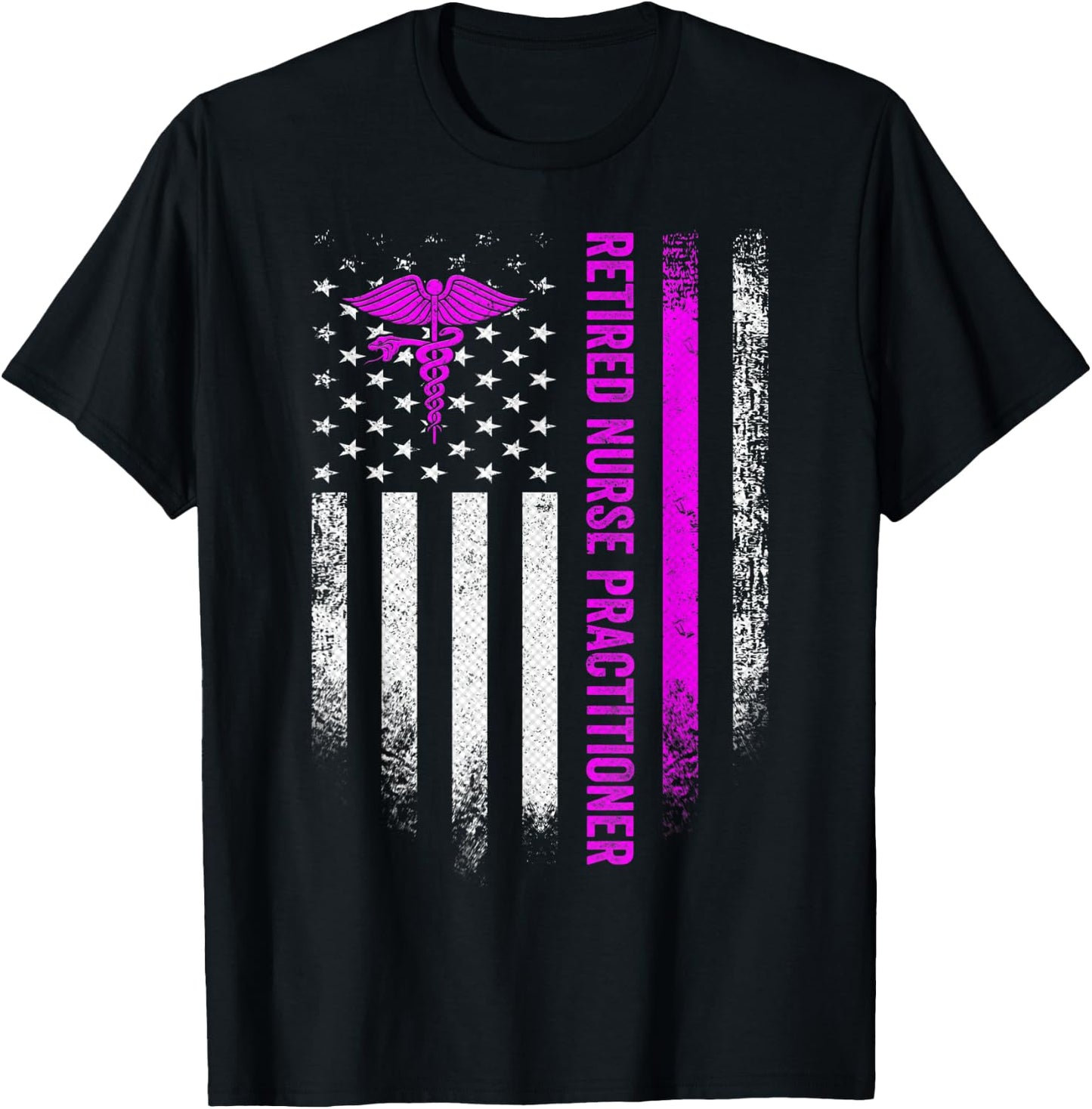 Vintage American Flag Proud Retired NP Nurse Practitioner T-Shirt - T-Shirt | Black