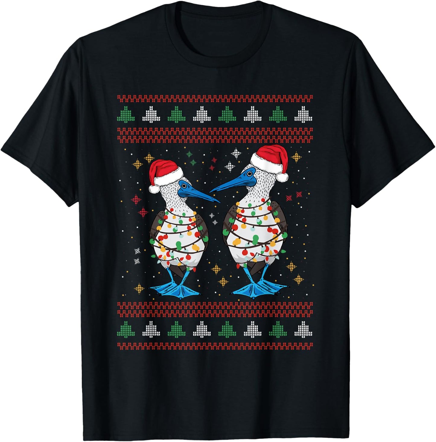Blue Footed Booby Seabird Ugly Christmas T-Shirt - T-Shirt | Black