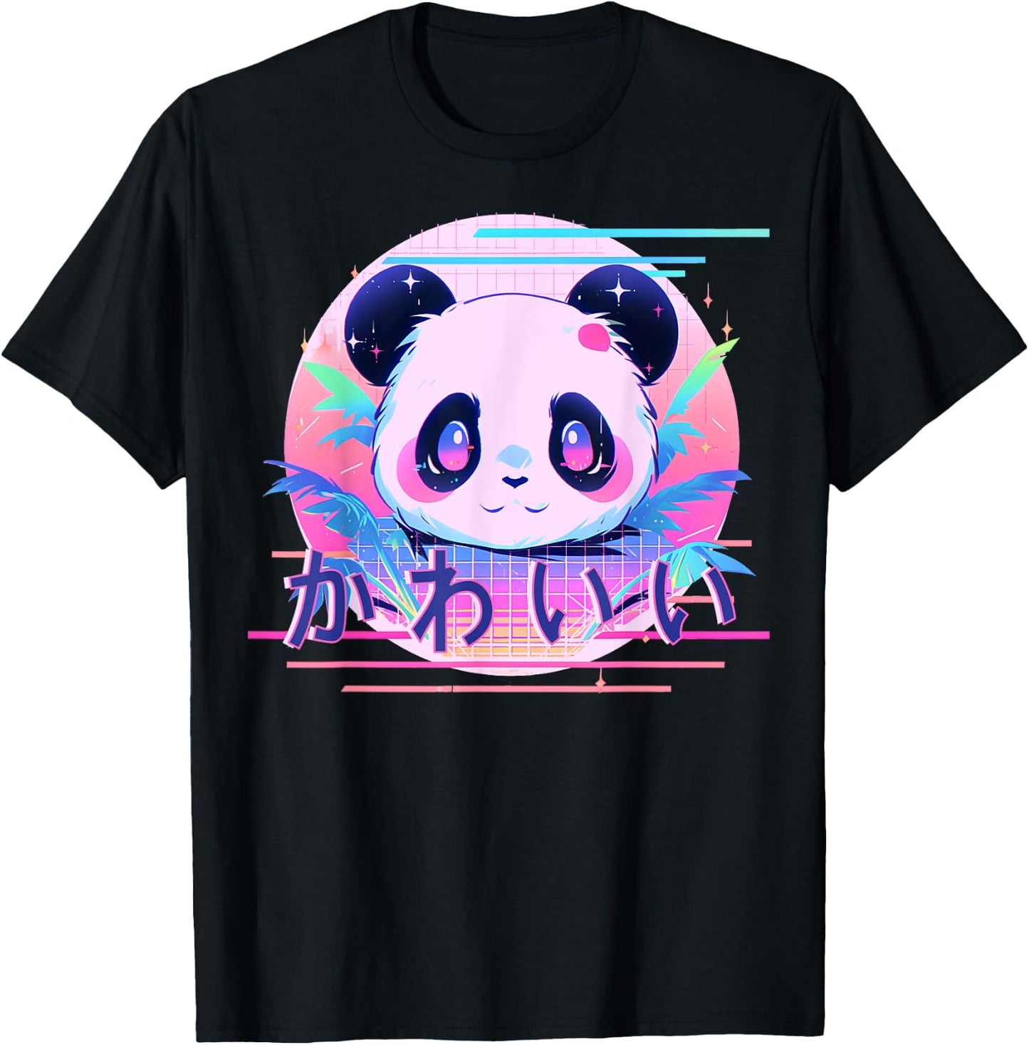 Kawaii Panda 80s Retro Cute Japanese Vaporwave Aesthetic T-Shirt - T-Shirt | Black