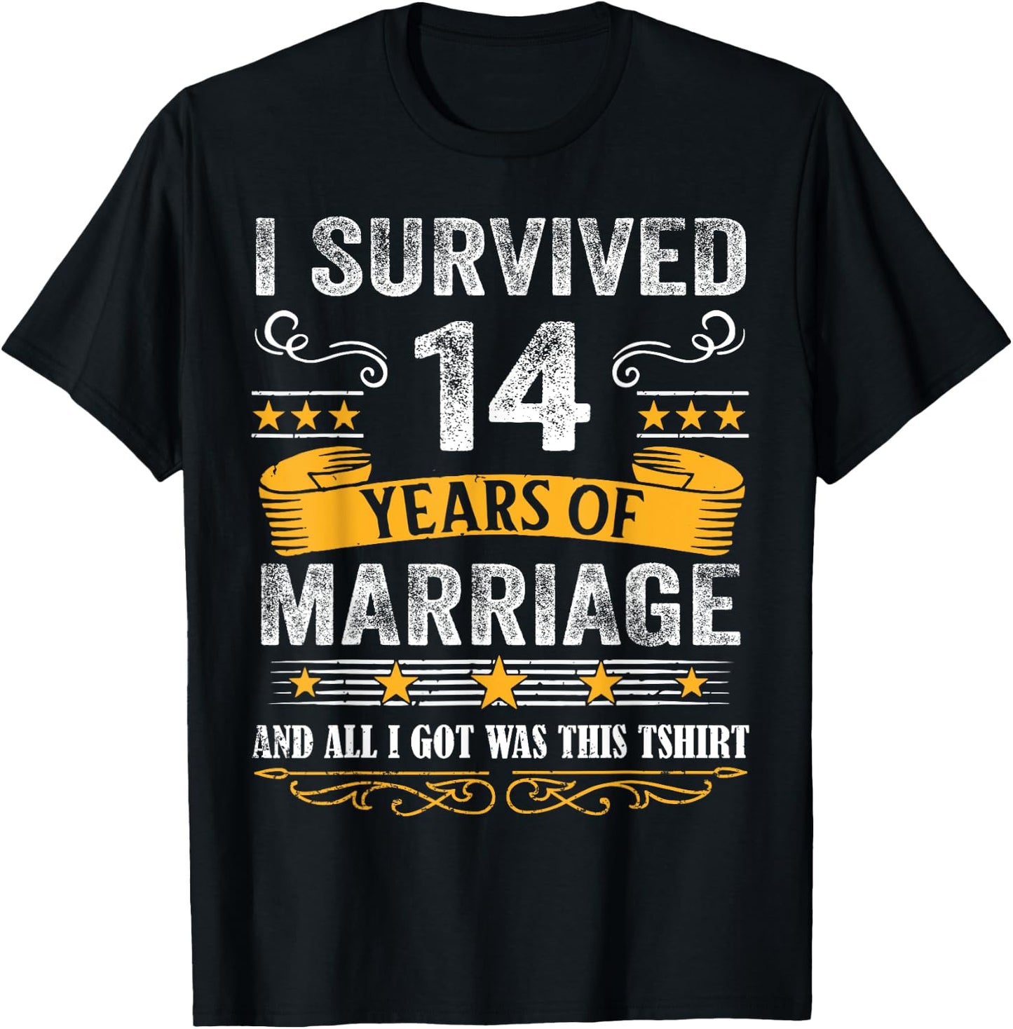 14th Wedding Anniversary shirt Couples Husband Wife 14 Years T-Shirt - T-Shirt | Black