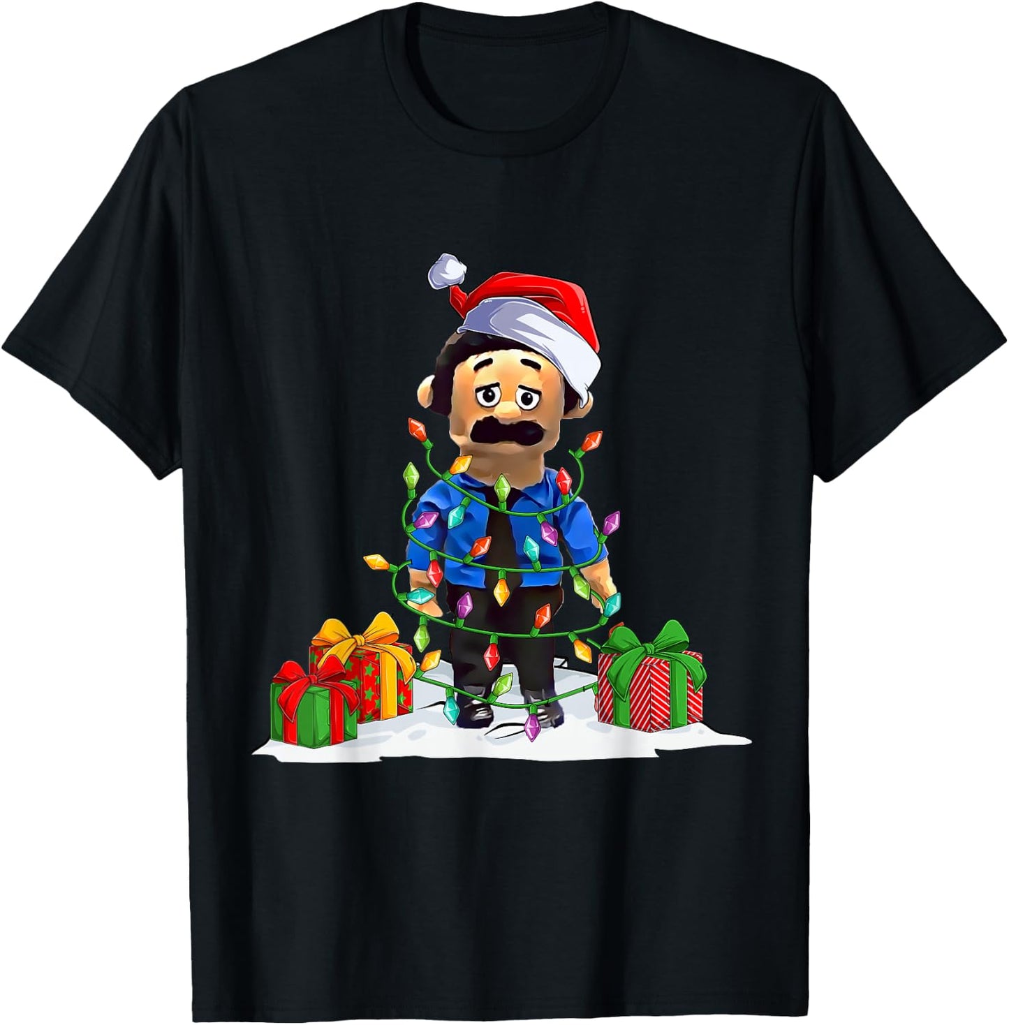 Awkward Diego Puppet -Adults Black Small Cartoon Christmas T-Shirt - T-Shirt | Black