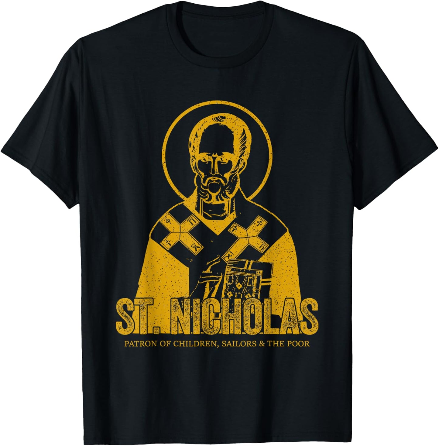 Catholicism Gold St. Nicholas Catholic Christian Saint T-Shirt - T-Shirt | Black