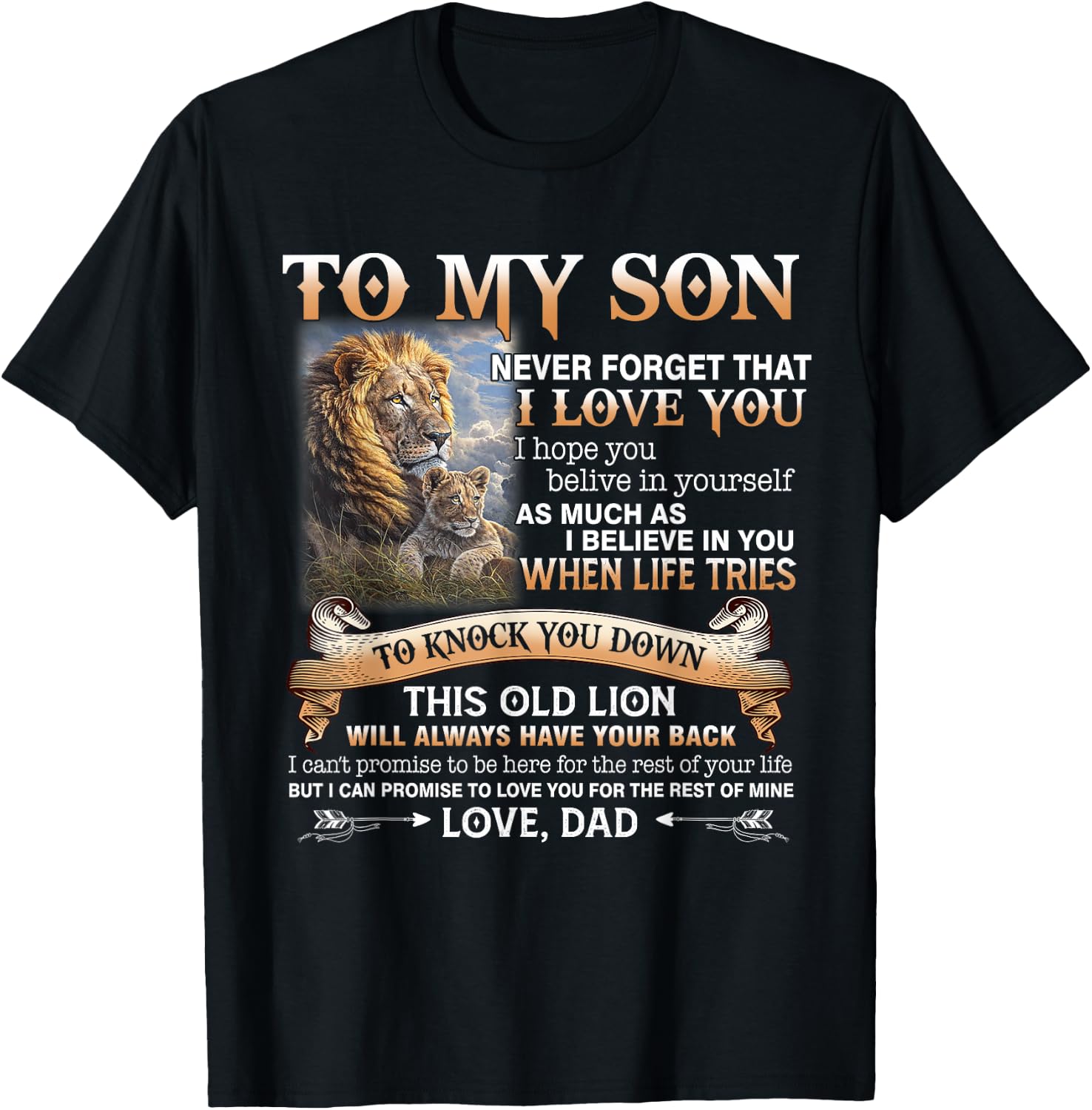 Family Lion To My Son Never Forget That I Love You Love Dad T-Shirt - T-Shirt | Black