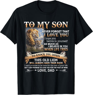 Family Lion To My Son Never Forget That I Love You Love Dad T-Shirt - T-Shirt | Black