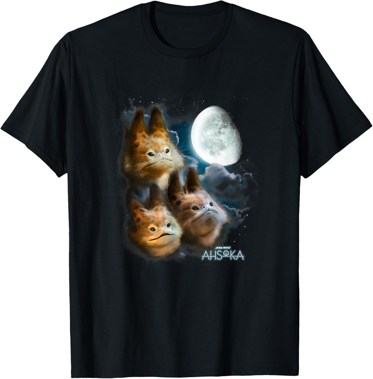 Star Wars: Ahsoka Loth-Cat Cloudy Galactic Trio Portrait T-Shirt - T-Shirt | Black