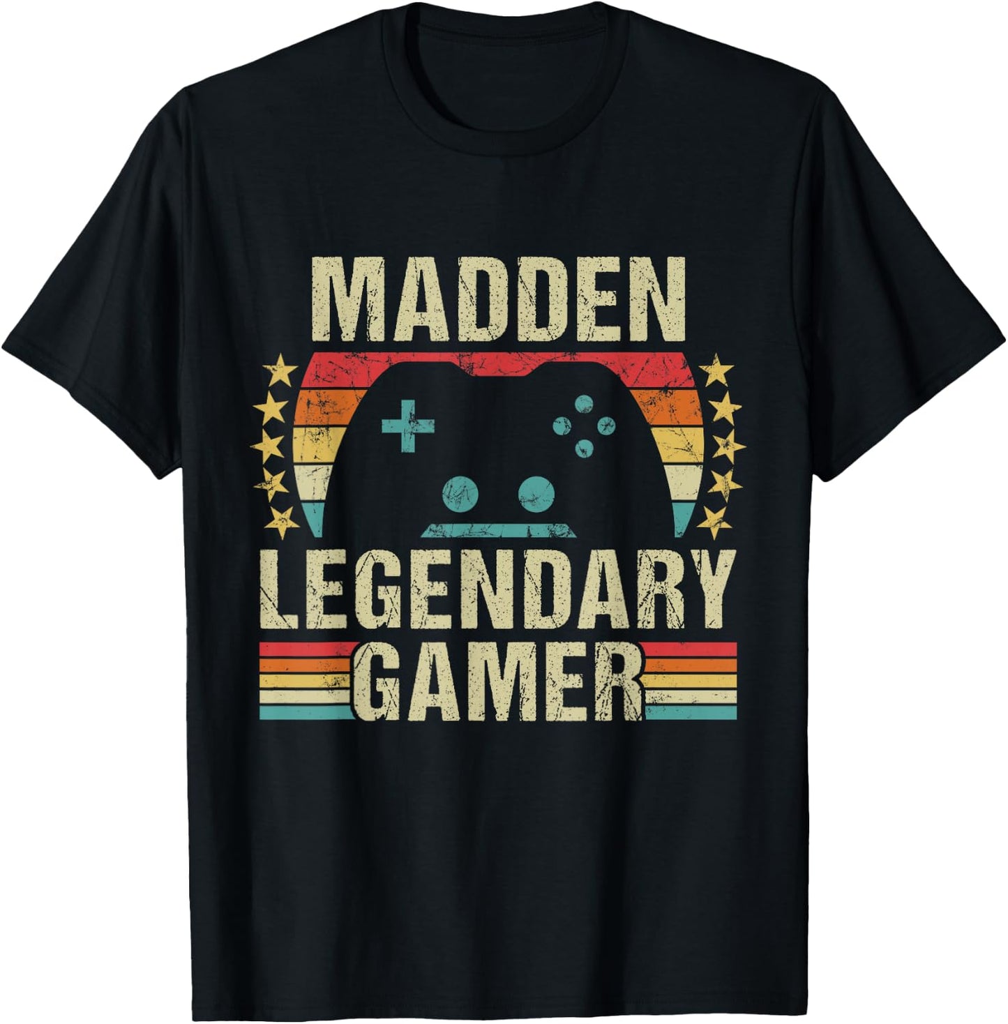 Madden Gamer Retro Gaming Vintage Game Personalized 70s T-Shirt - T-Shirt | Black