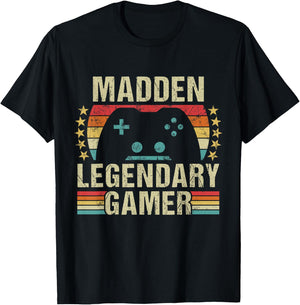 Madden Gamer Retro Gaming Vintage Game Personalized 70s T-Shirt - T-Shirt | Black