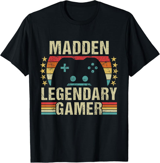 Madden Gamer Retro Gaming Vintage Game Personalized 70s T-Shirt - T-Shirt | Black
