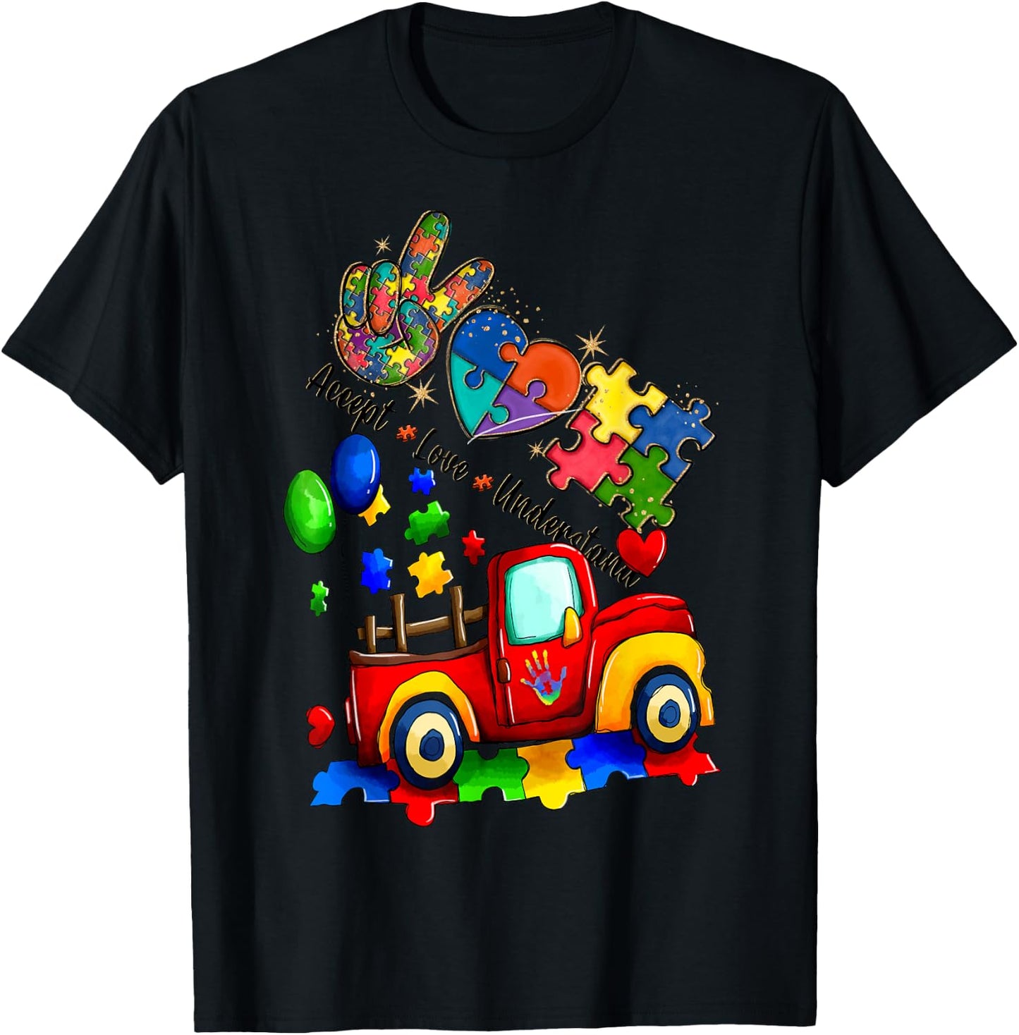 It's Ok To Be Different Autism Awareness Trucks Women Kid T-Shirt - T-Shirt | Black