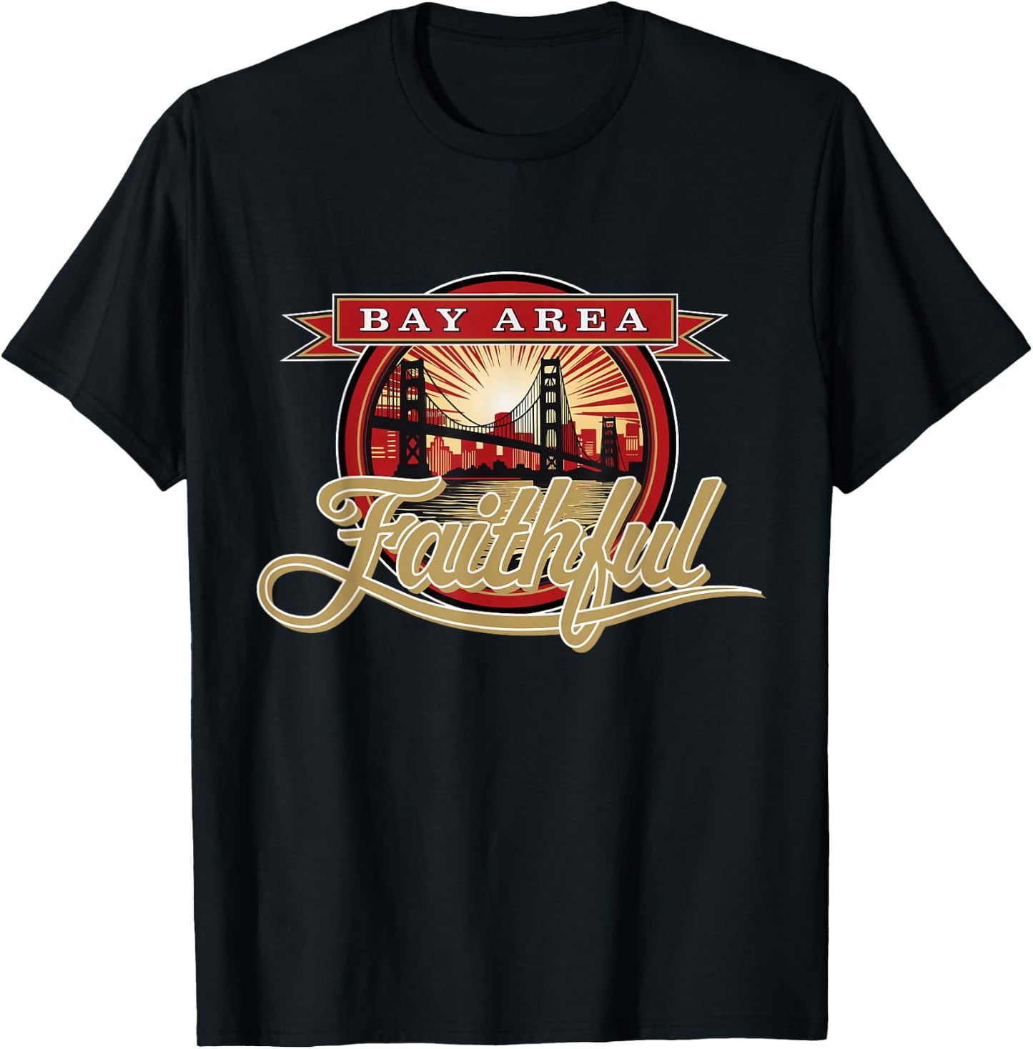 Faded San Francisco Sunday Bay Area Faithful T-Shirt - T-Shirt | Black