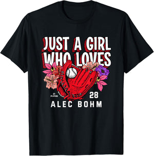 Just A Girl Who Loves Alec Bohm Philadelphia MLBPA T-Shirt - T-Shirt | Black