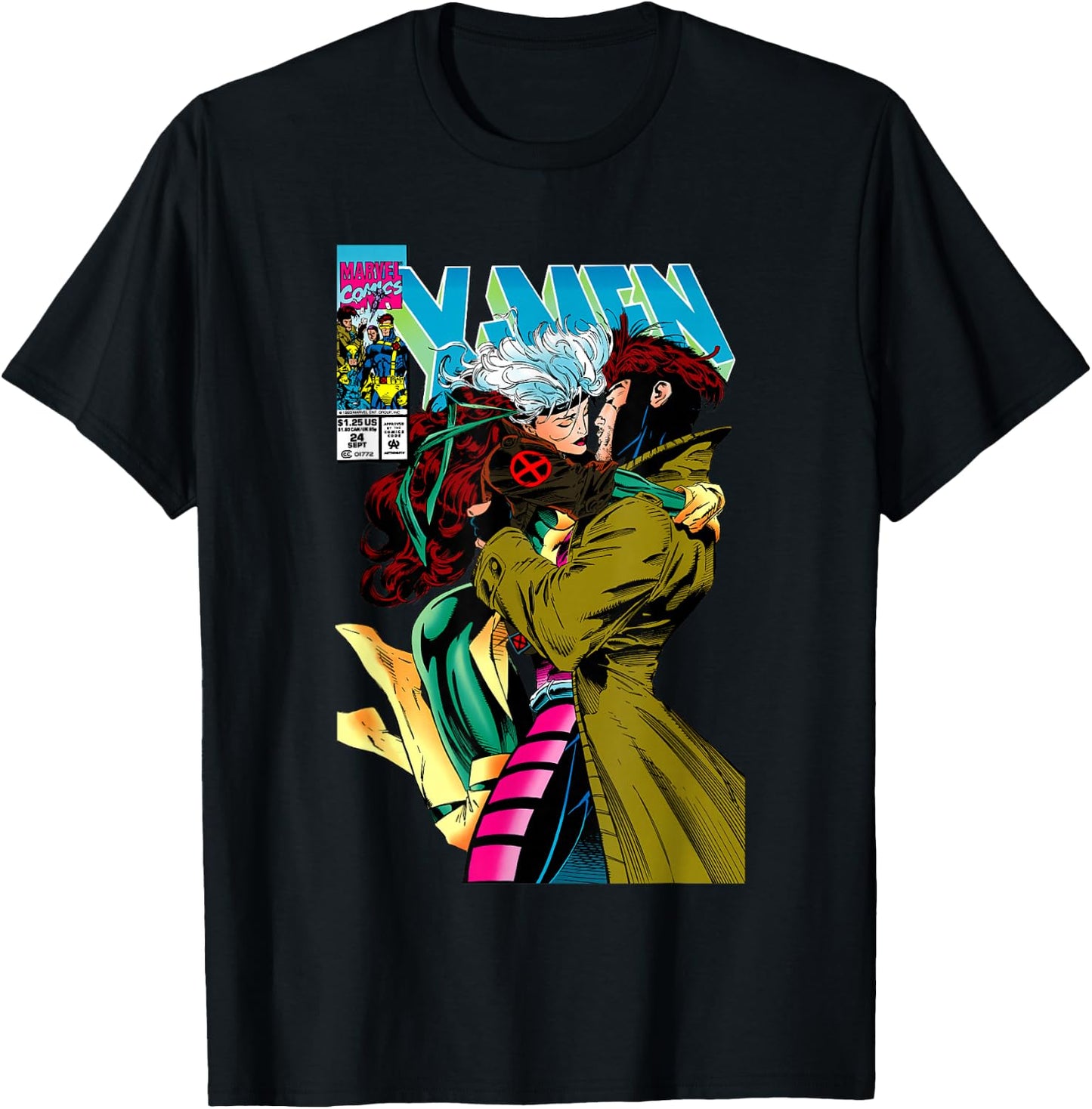Marvel X-Men Gambit & Rogue Beautiful Couple Cover T-Shirt - T-Shirt | Black