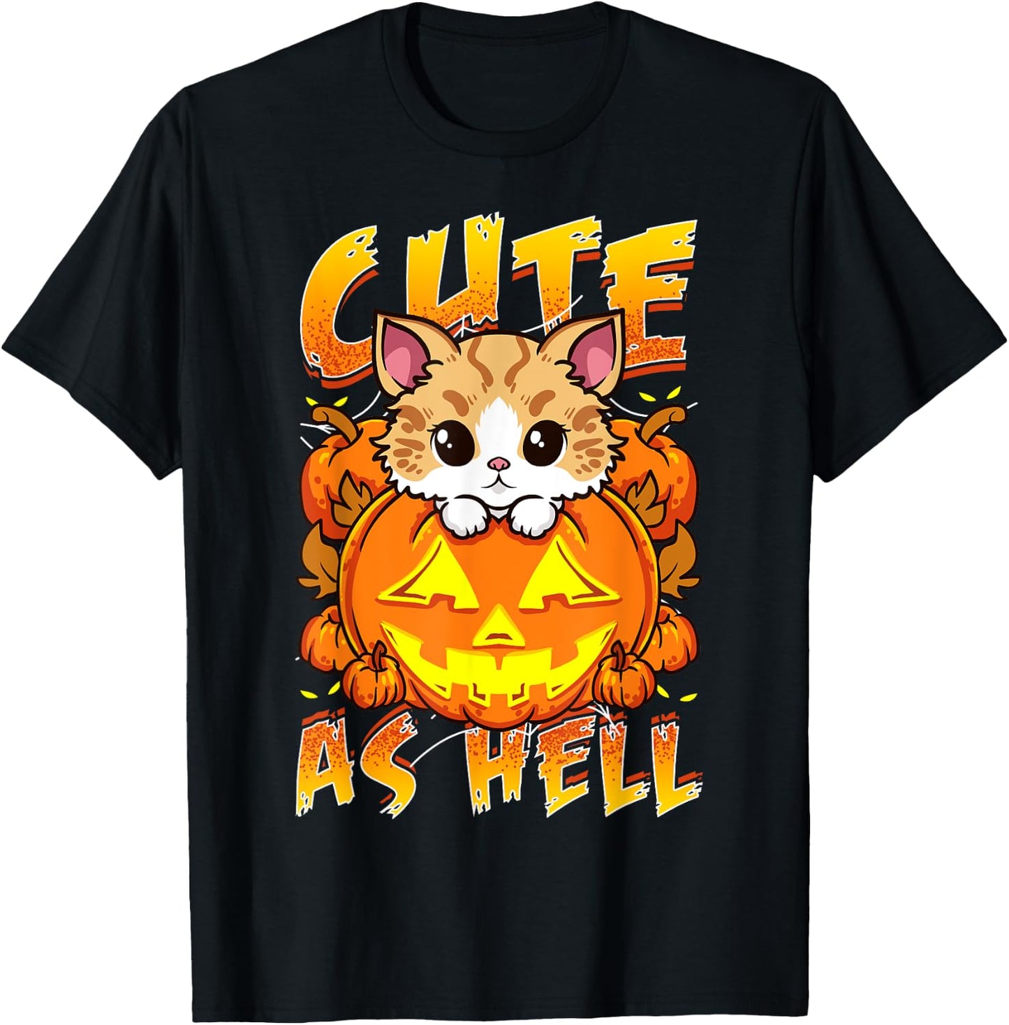 Cute as Hell Cat Lovers Halloween T-Shirt - T-Shirt | Black