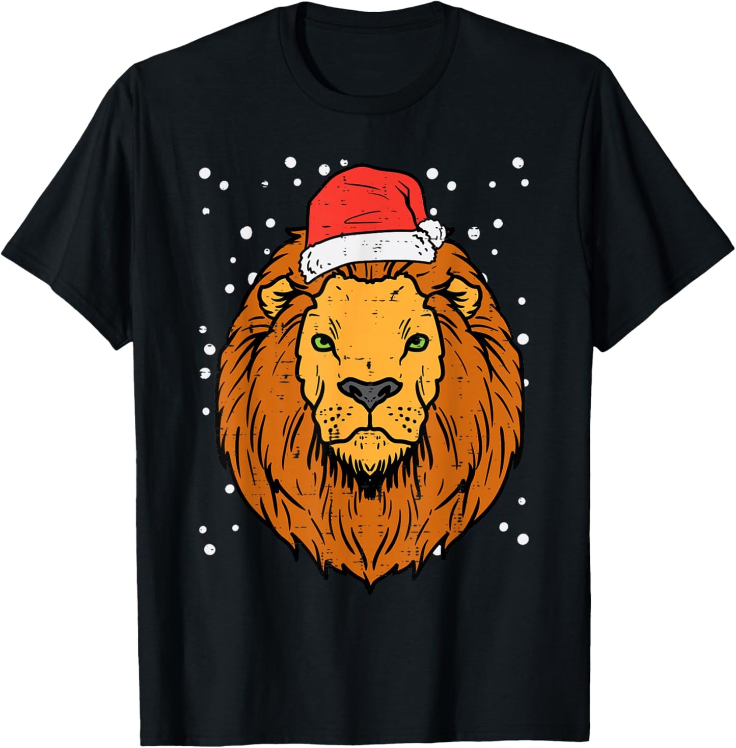 Christmas Lion Santa Animal Xmas Men Women Boys Girls Kids T-Shirt - T-Shirt | Black