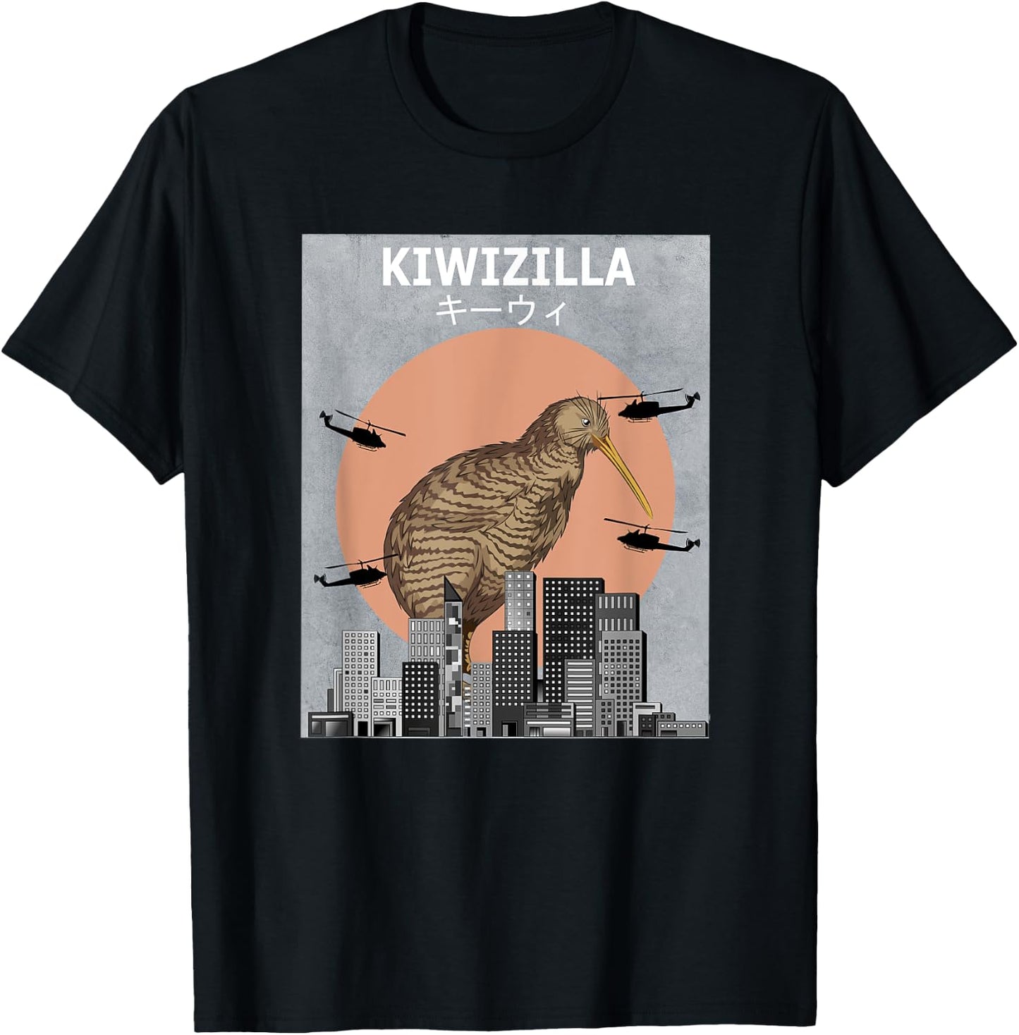 Kiwizilla Kiwi Bird Funny Birding T-Shirt - T-Shirt | Black