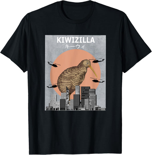 Kiwizilla Kiwi Bird Funny Birding T-Shirt - T-Shirt | Black